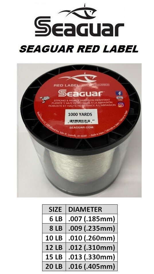 SEAGUAR RED LABEL 100% Fluorocarbon 15lb/1000yd 15RM1000 NEW! FREE USA SHIPPING!