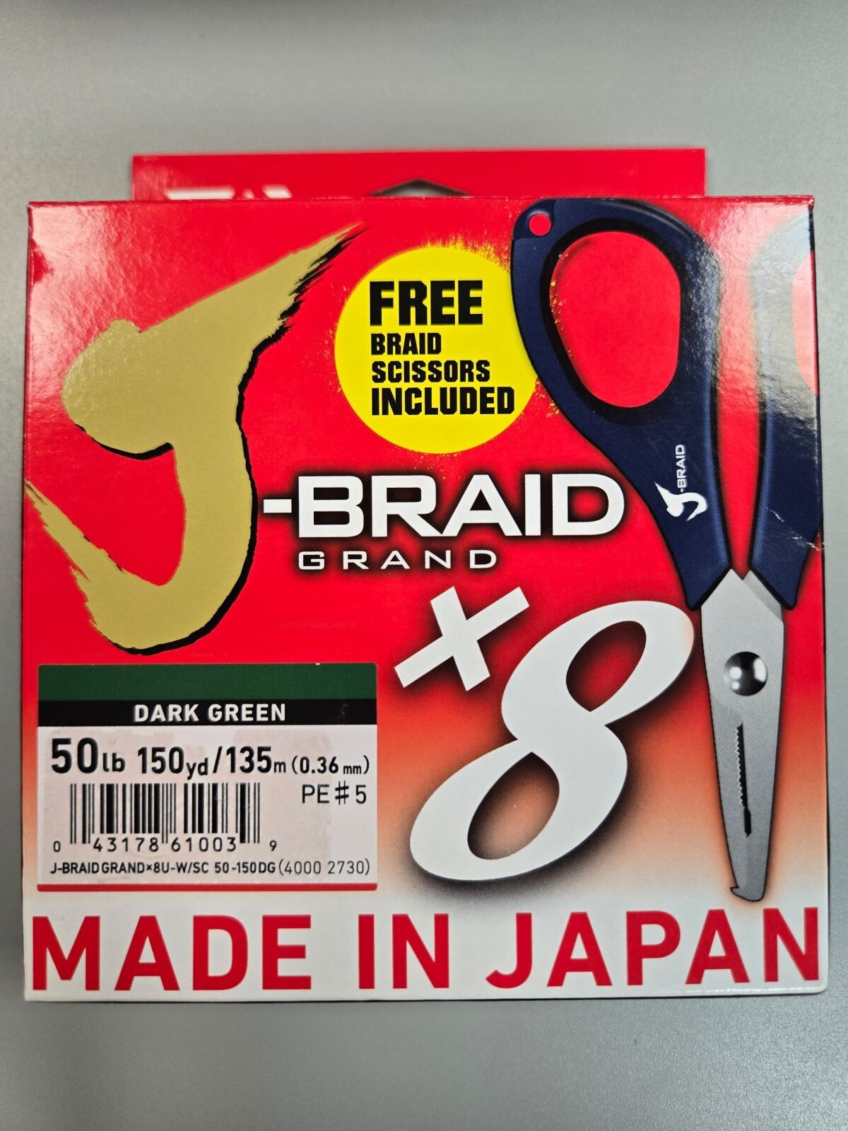Daiwa J-Braid Grand x8 Dark Green 50 Lb / 150 YDS FREE Braided Line Scissors