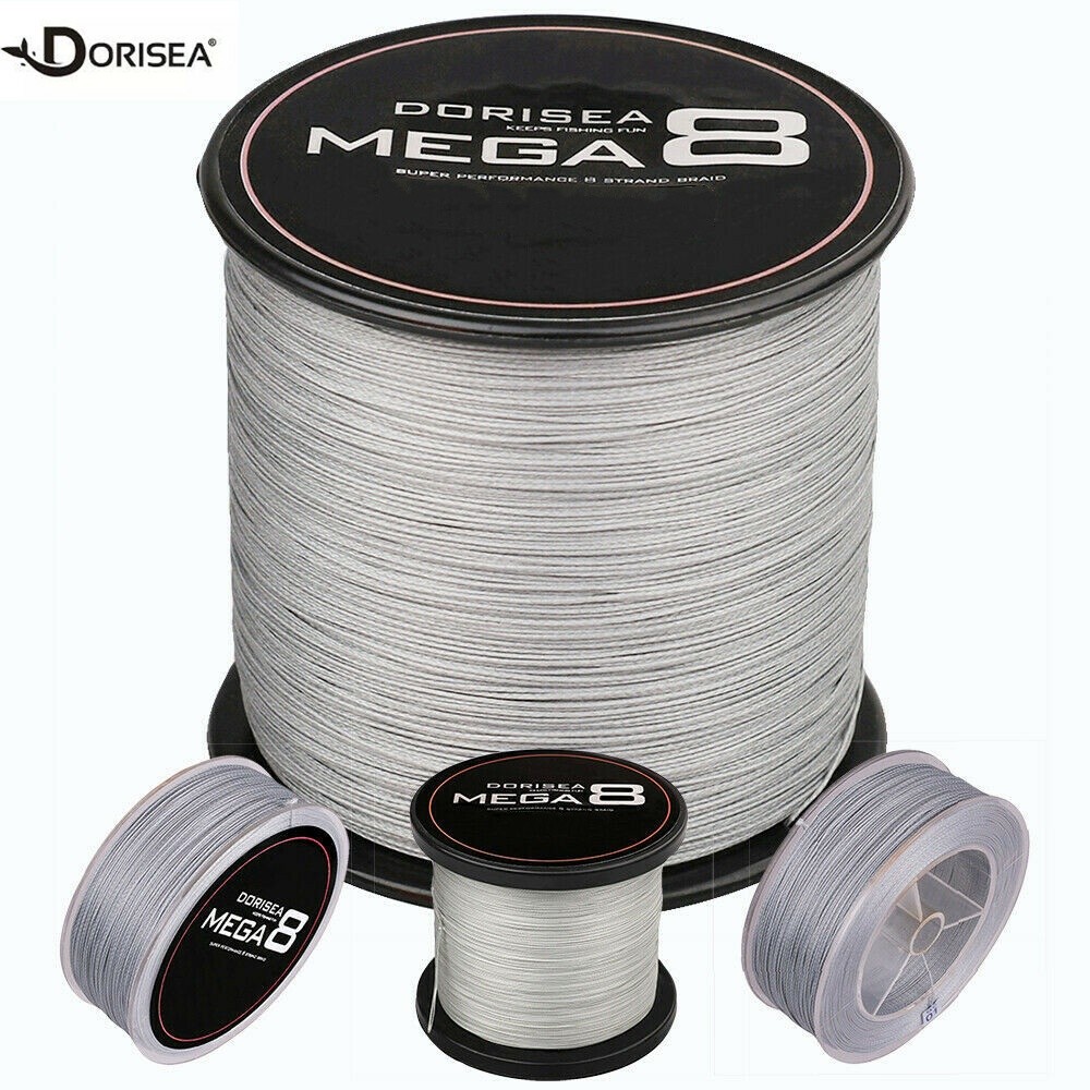 Dorisea 8 Strands Mega 8 Gray Dynema PE Braided Fishing line 6lb-300lbs