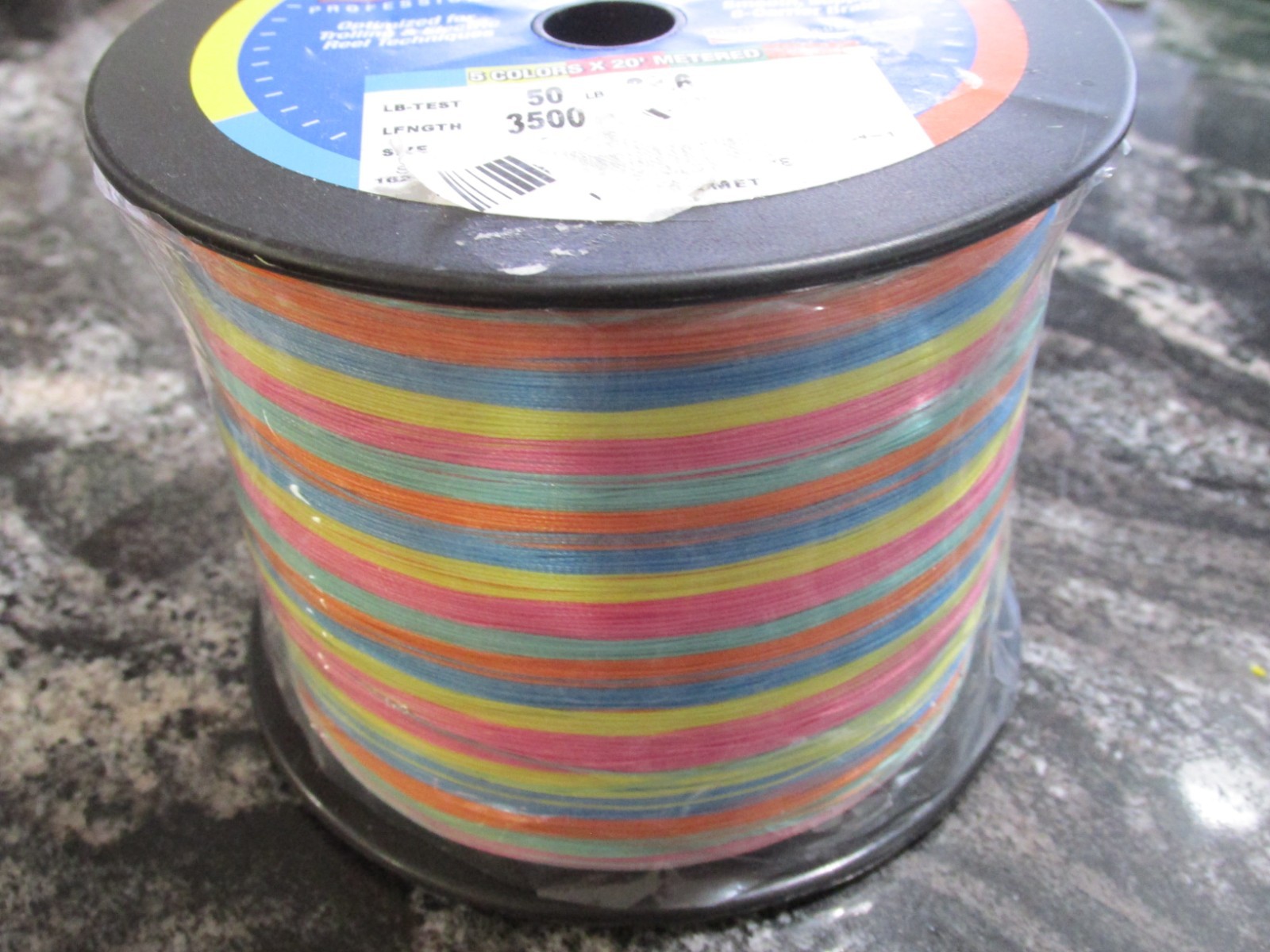 50lb Berkley ProSpec Chrome Saltwater Braid 3500 Yards-5 color metered x 20′ Met