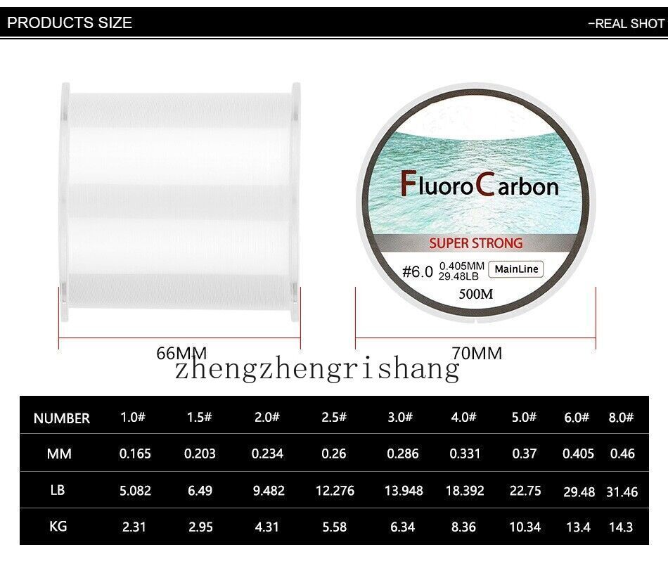 500m Fly Fishing Line Fluorocarbon Fishing Line Carbon Fiber Leader Line 5-32LB