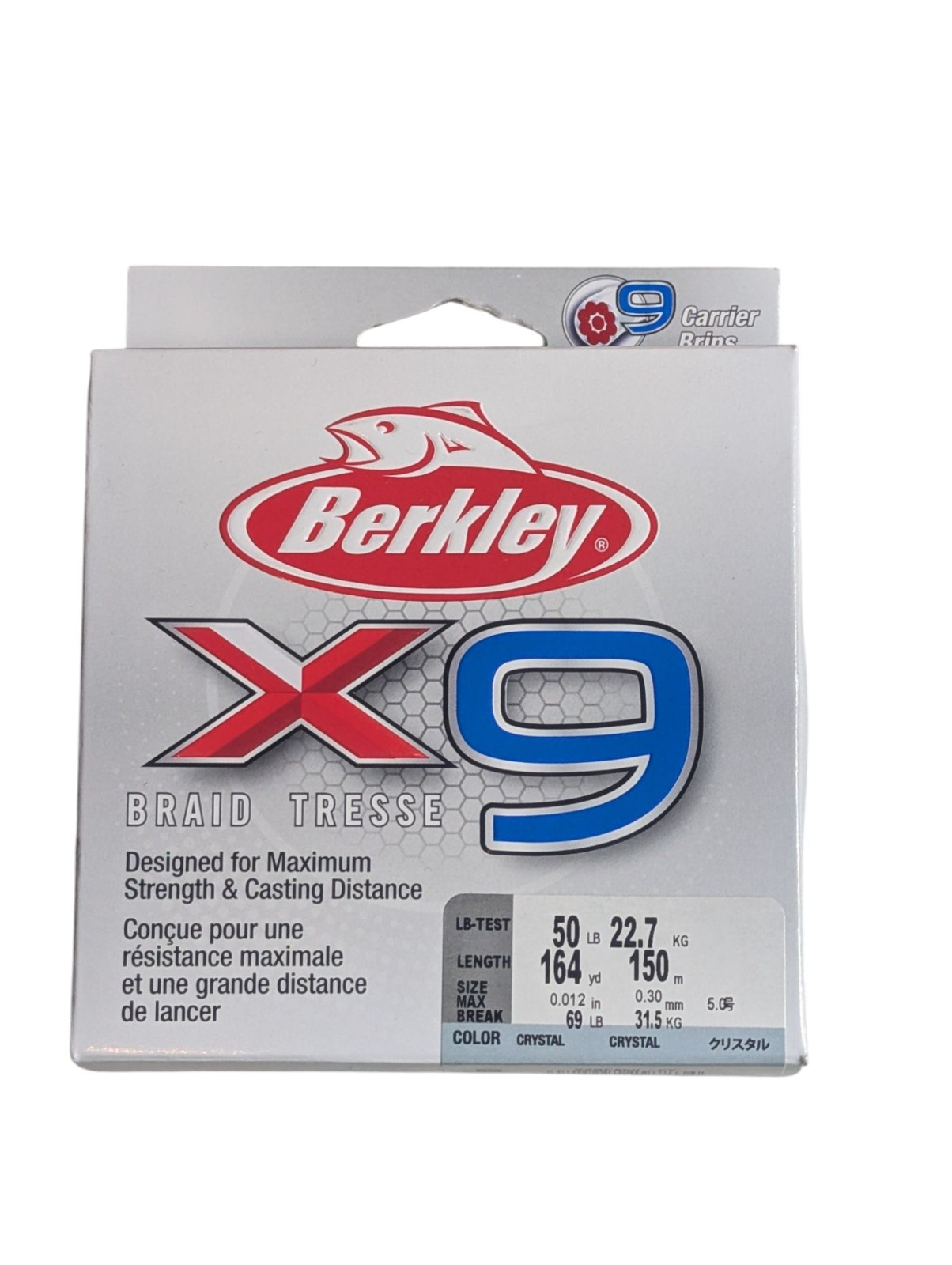 Berkley X9 Braided Fishing Line- Crystal- 50 lb Test / 164 Yards New