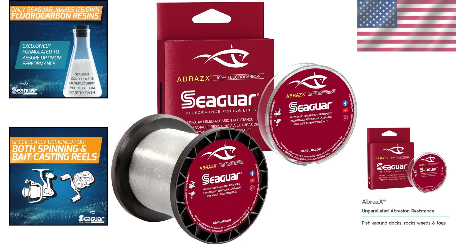 AbrazX 200-Yard Abrasion Resistant Fluorocarbon Fishing Line – 12lbs Strength
