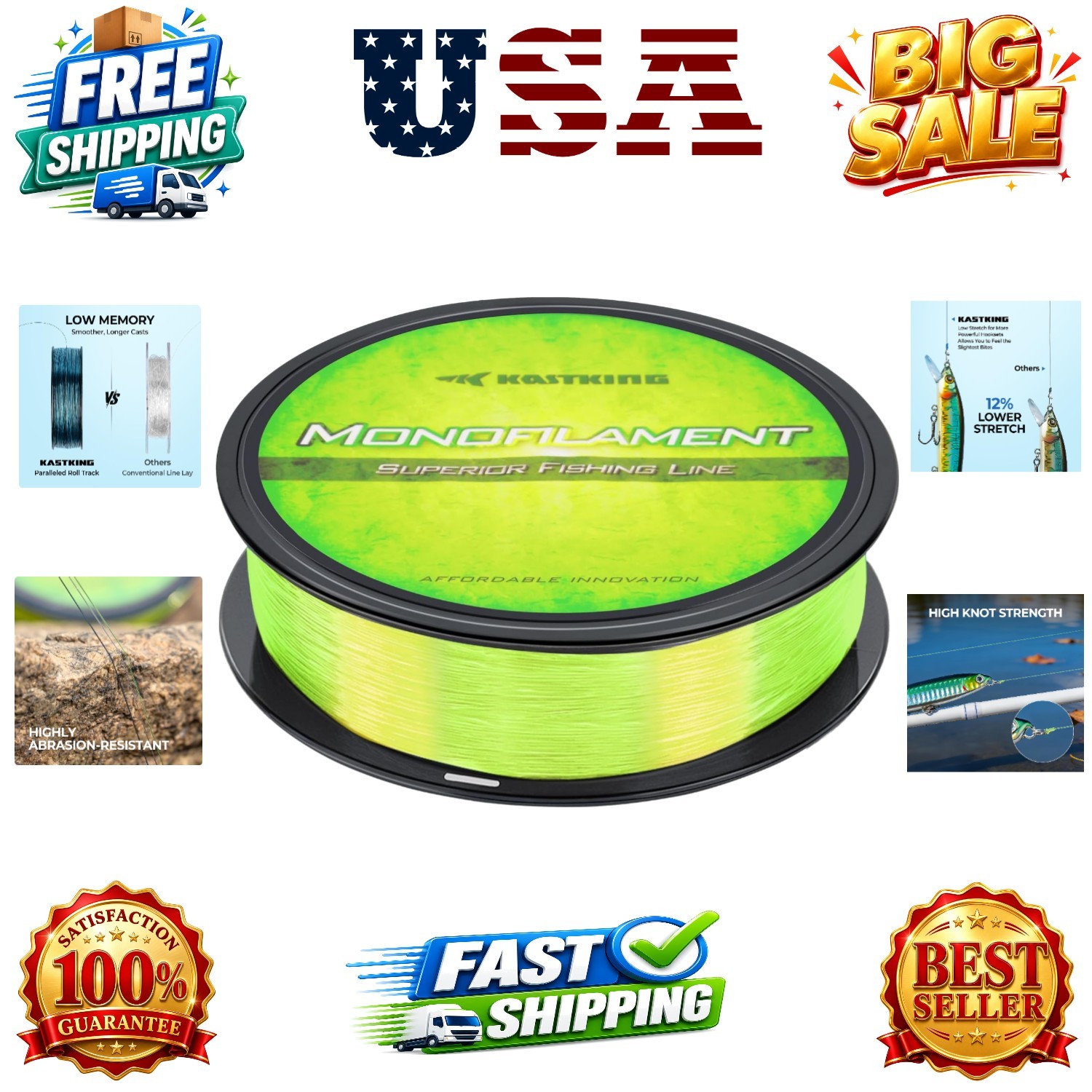 Monofilament Fishing Line, Abrasion Resistant & Low Memory | Higher Strength,…