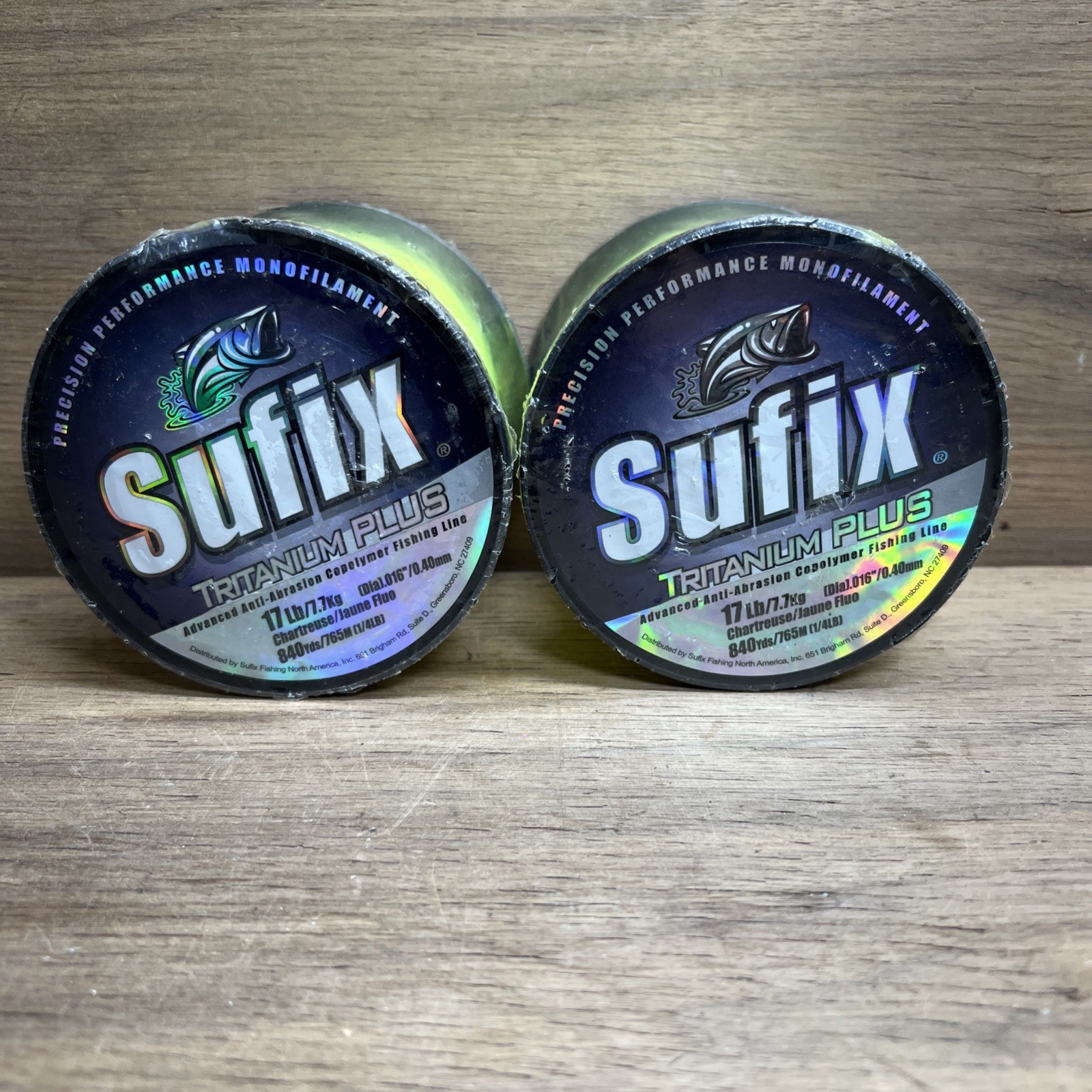 Lot Of 2 Sufix Tritanium Plus Line, 17 Lb, 840 Yds, Chartreuse – 696-117CH