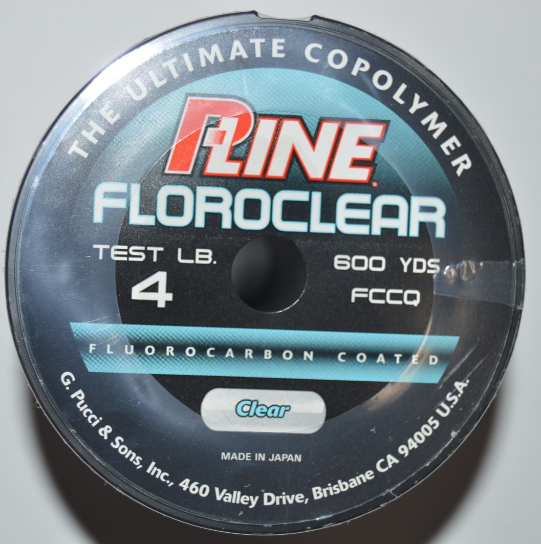 p-line floroclear fluorocarbon coated 4lb 600yds lo-vis clear fishing line NEW