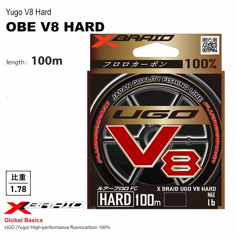 YGK YOTSUAMI XBRAID UGO V8 HARD Fluoro Carbon Line made in japan
