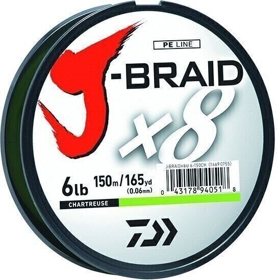 Daiwa J-Braid x8 Braided Line 20 lb 300m Chartreuse JB8U20-300CH