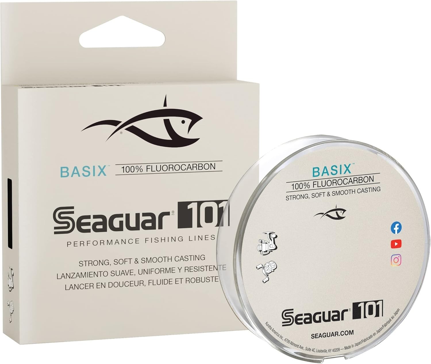 Basix Freshwater Mainline, 100% Fluorocarbon Fishing Line, Multiple Sizes
