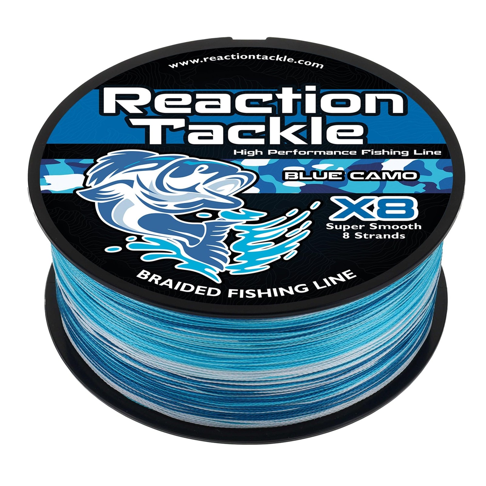 Reaction Tackle Braided Fishing Line 8 Strand Blue Camo 20LB 150yd