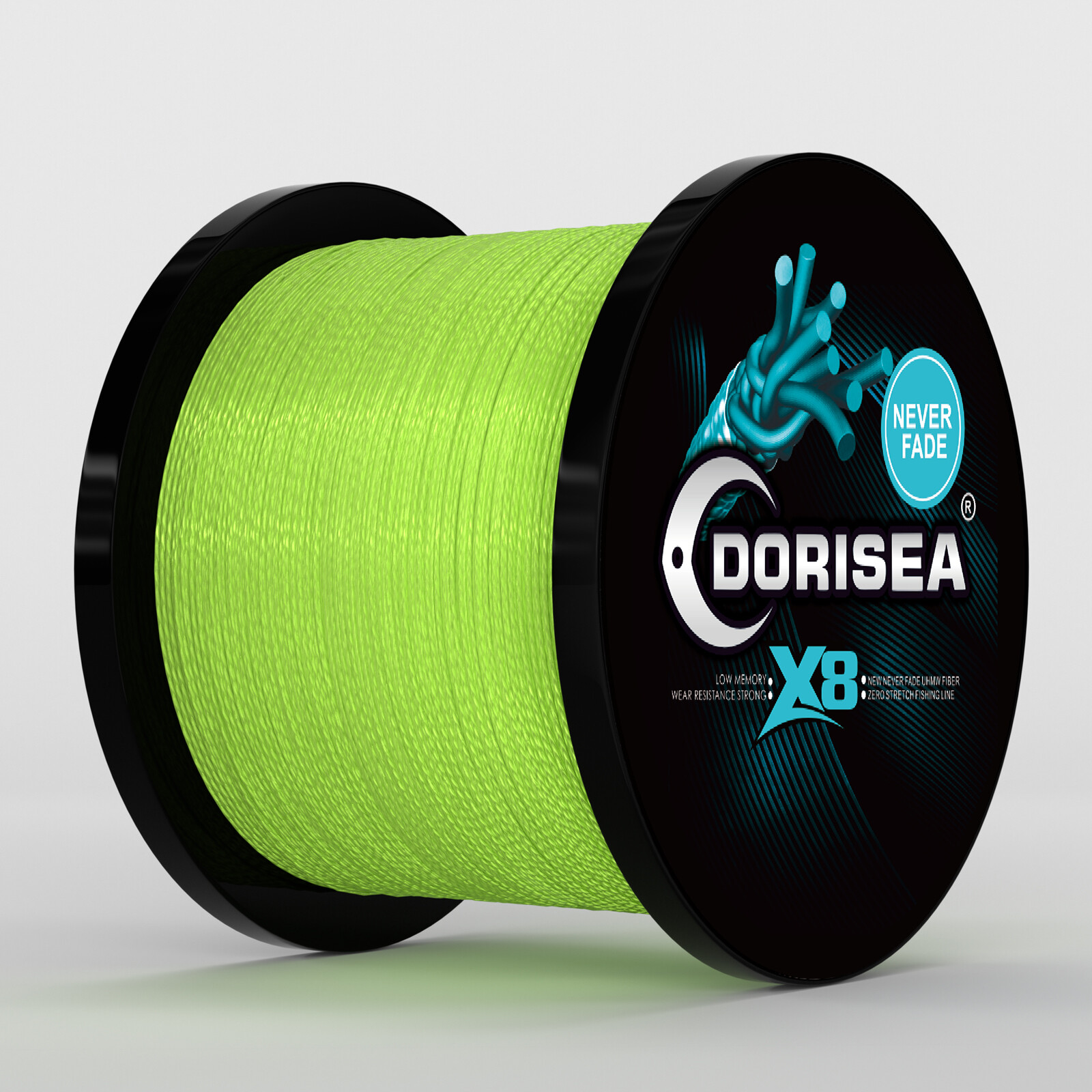 Dorisea Never Fade 8 Strands Fluorescent Green PE Braided Fishing line 100-2000m