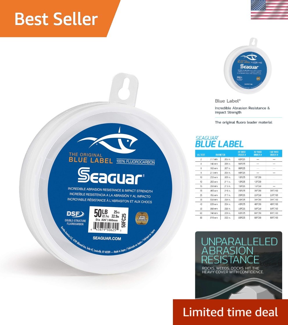 High Strength 100% Fluorocarbon Fishing Leader Line – 75ft, Ideal for Saltwater