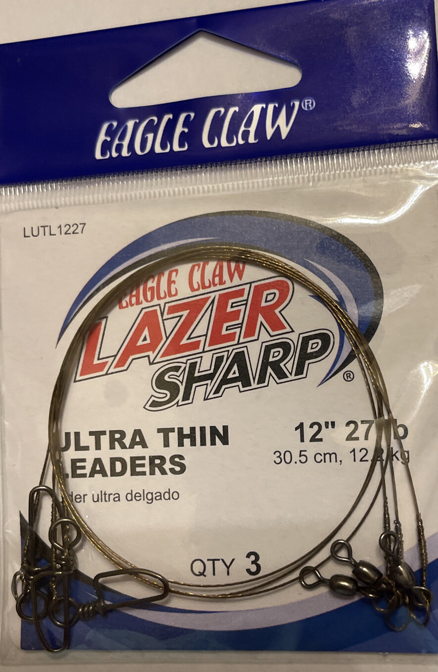 Eagle Claw Lazer Sharp Ultra Thin Leaders Select Size 8” 12lb 8” 18lb 12” 27 Lb