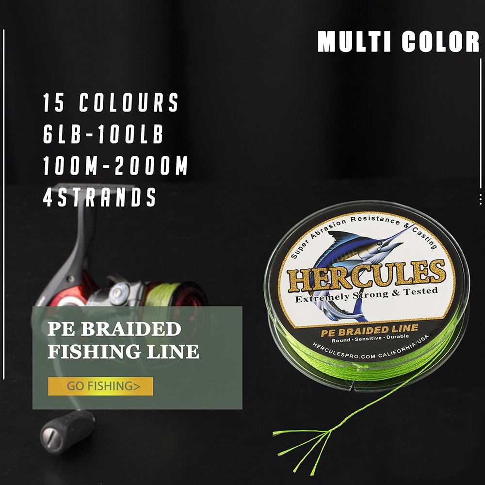 HERCULES Camouflage Braided Fishing Line 100M-2000M 4 Strands 6lb-100lb