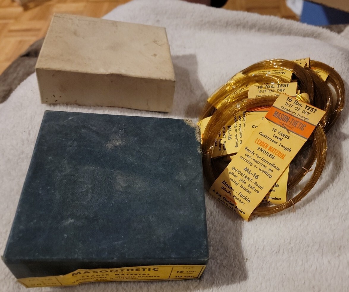 Vintage Mason Tackle. Mason-Thetic Leader Material. 16 lbs 10 yds. Fishing Line.