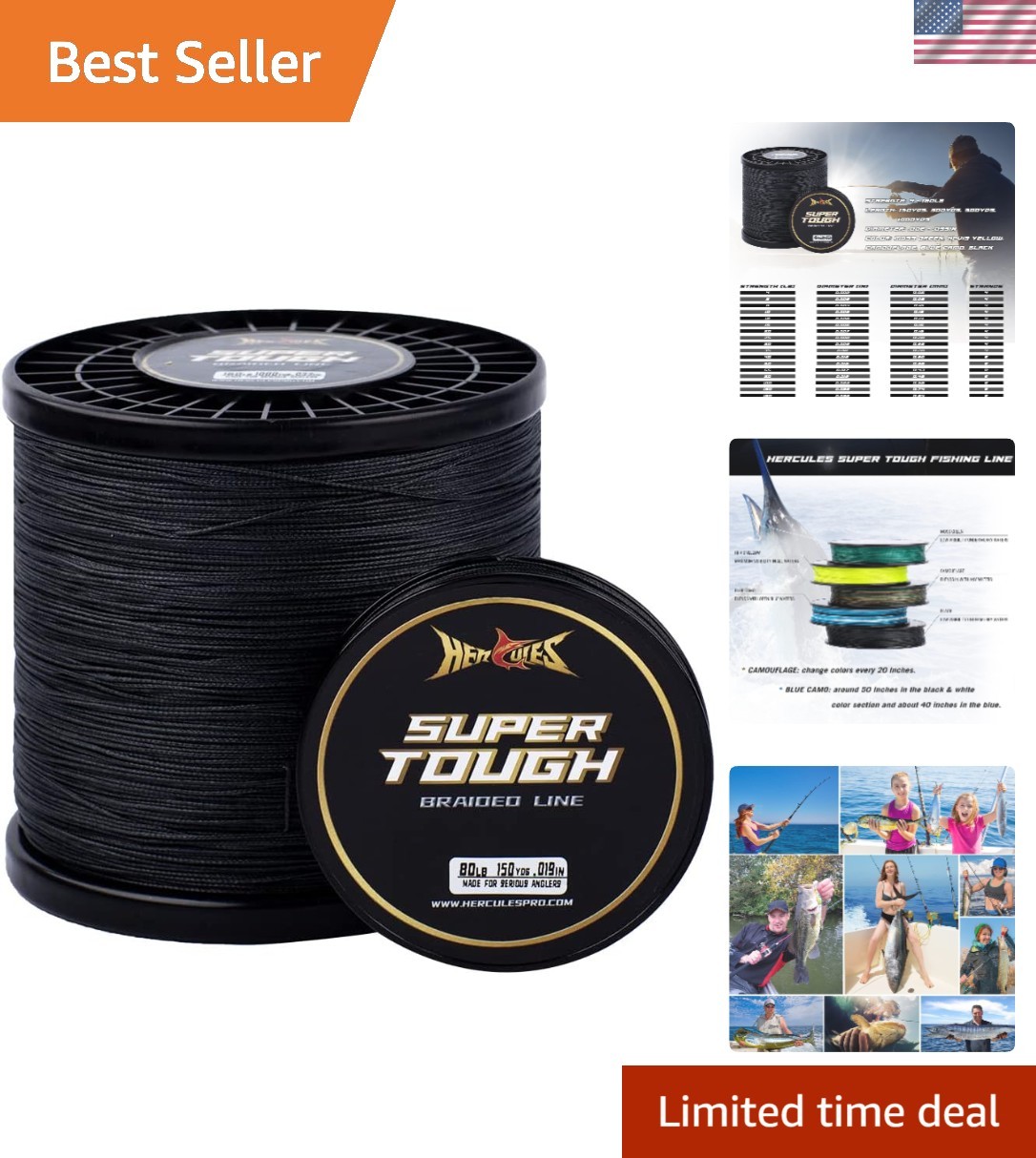 Super Tough 4-Strand Braided Fishing Line – 15lb , 150 Yards for Saltwater