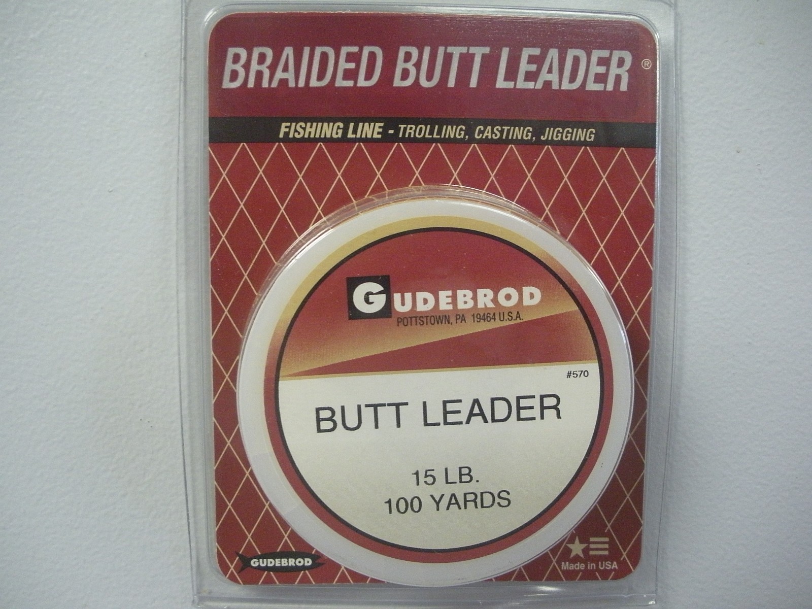 Gudebrod Fly Fishing Braided Butt Leader 15-50 Lb Natural, Orange, Black