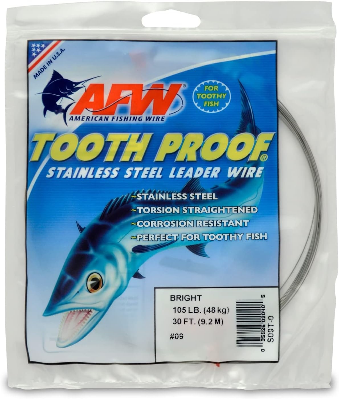 Bright Stainless Steel Bite Protection Leader Wire 105Lb for Trophies