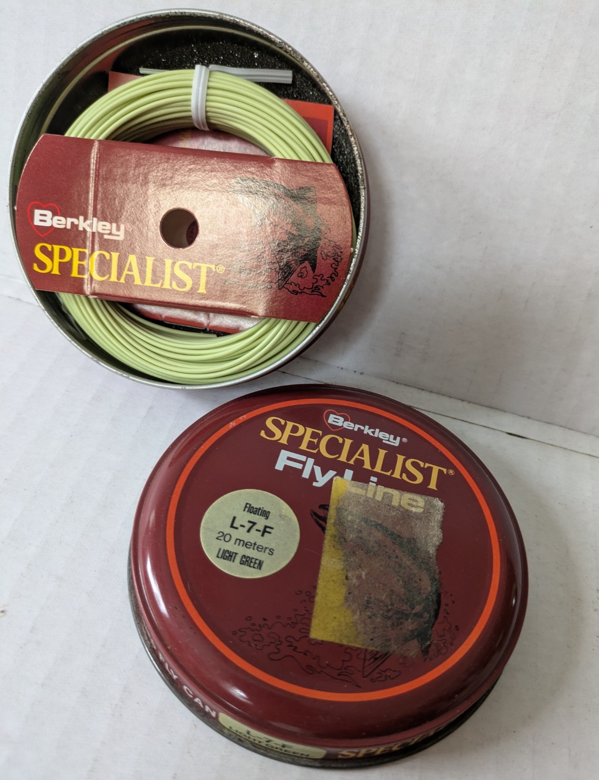 New Berkley Specialist Fly Line L-7-F 20 meters lt green reusable foam lined can