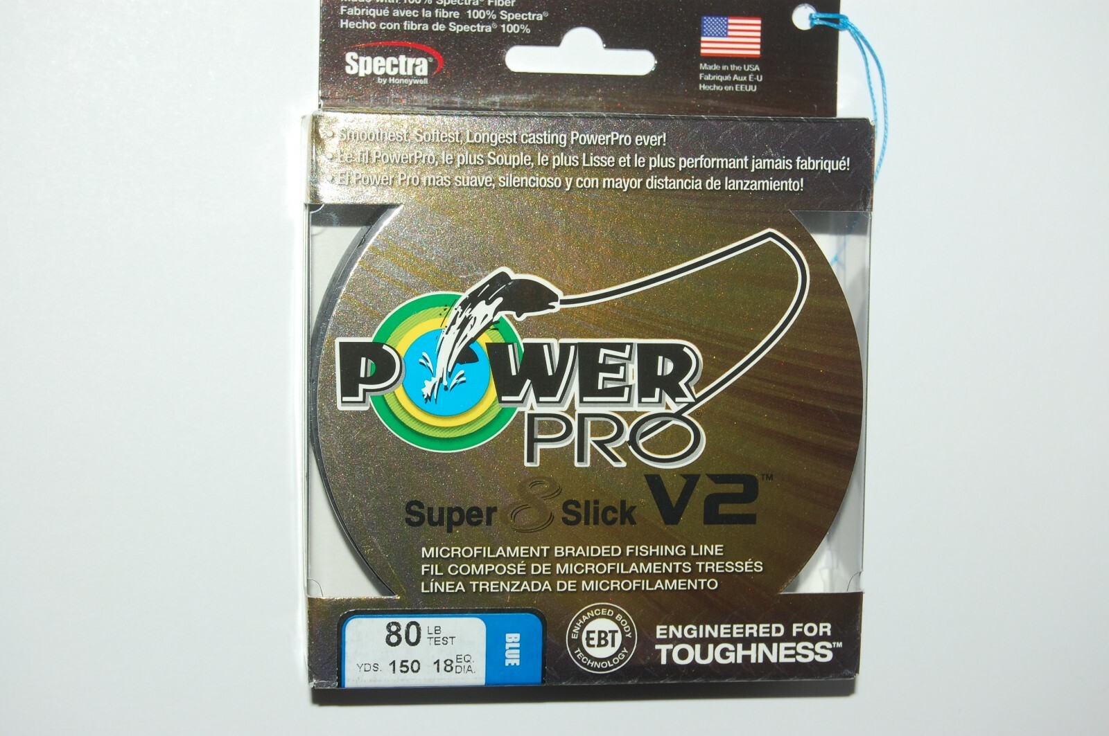 power pro braided fishing line super 8 slick V2 80lb 150yd spool blue