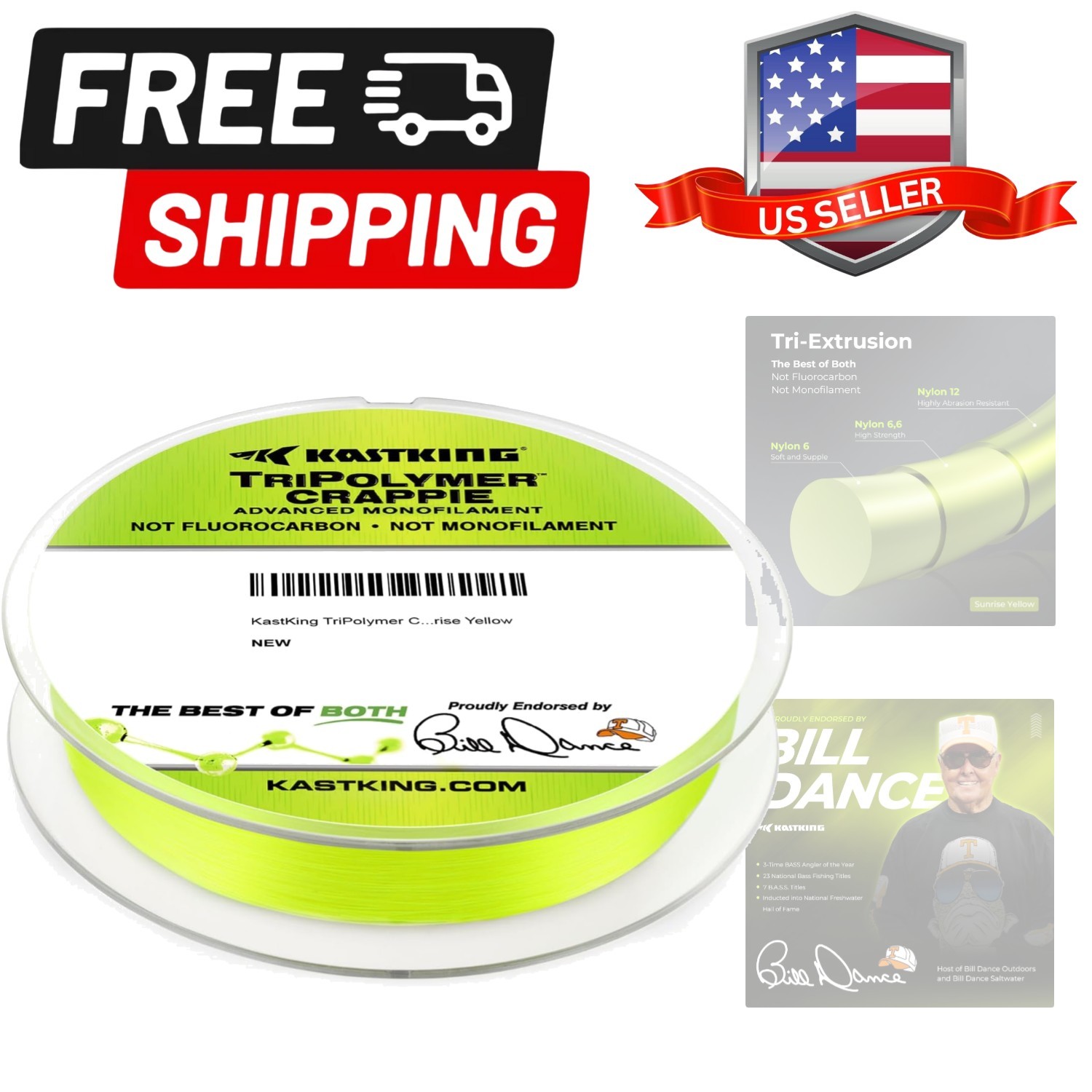 TriPolymer Crappie Advanced Monofilament Fishing Line, Higher Strength, Super…