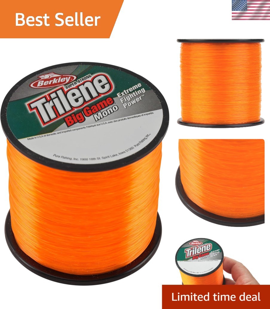 Durable 50lb Trilene Big Game Fishing Line – 275 Yards, Blaze Orange Visibility