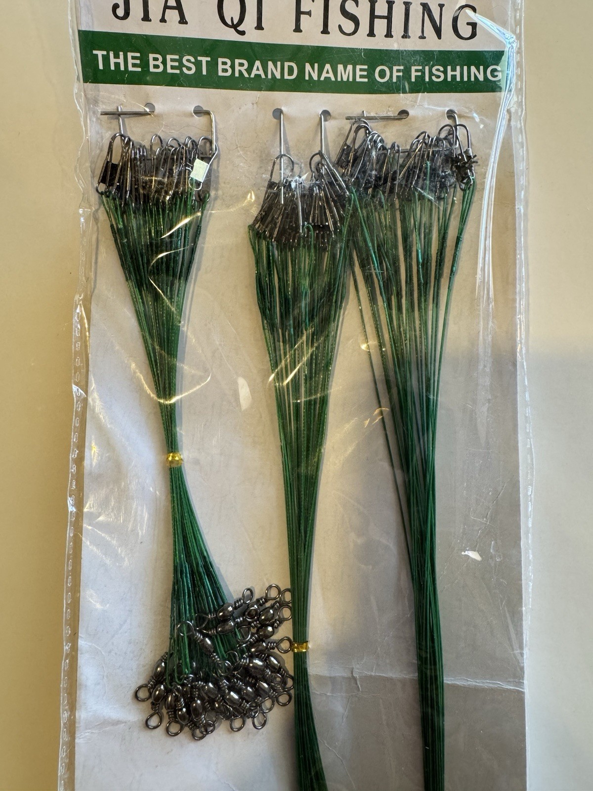 JIA QI FISHING Wire Leaders Assorted Lengths 75 pack GREEN
