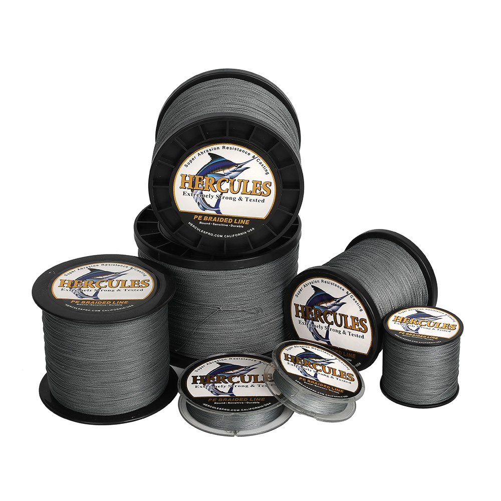 HERCULES Grey Braided Fishing Line 4X 6lb-100lb 100 300 500 1000 1500 2000M
