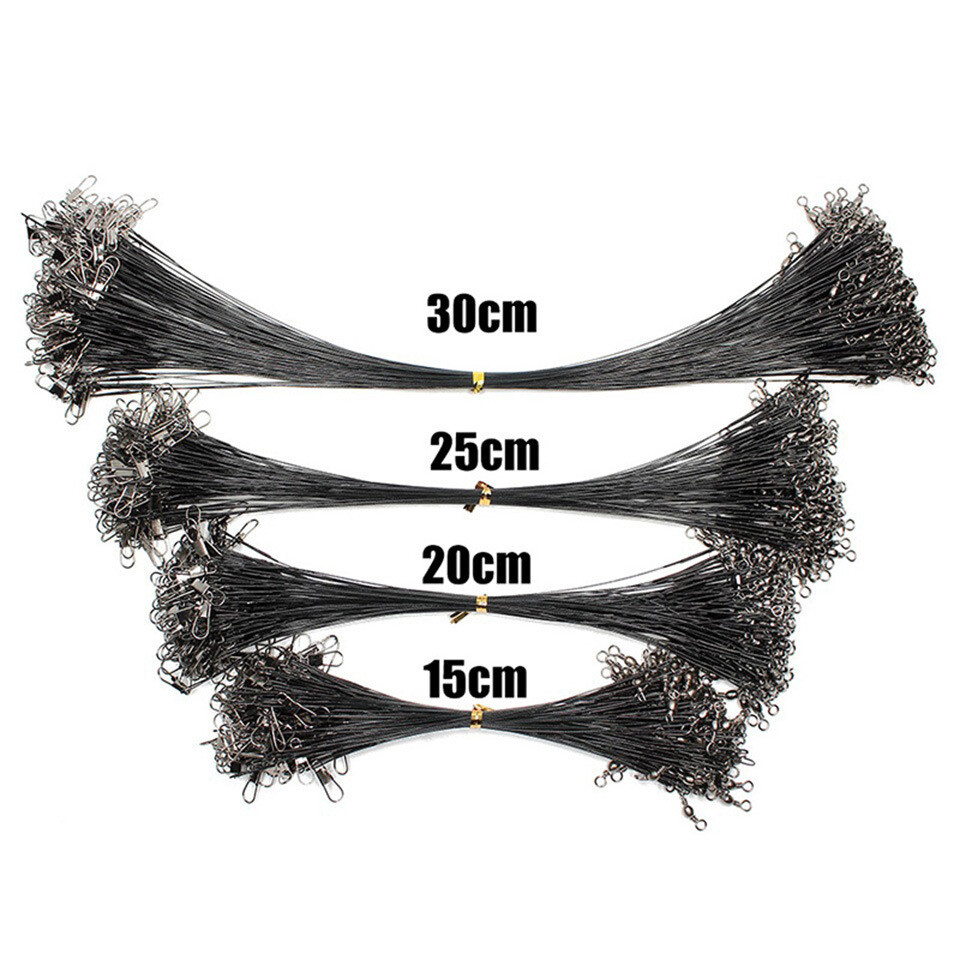100PCS Stainless Steel Fishing Wire Leader Rigs Anti-Bite Wire Leaders 15-30cm