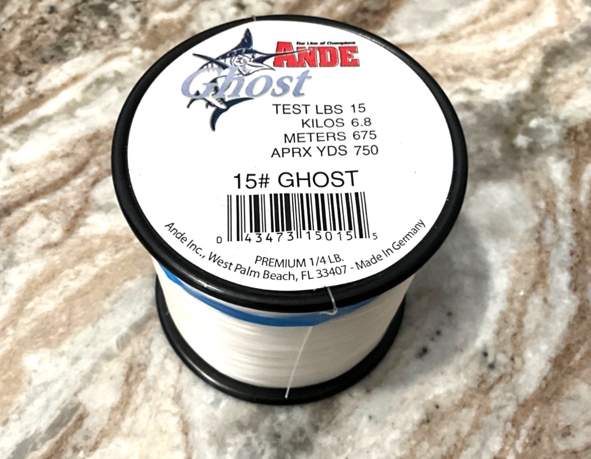 ANDE Premium WHITE Ghost monofilament Fishing Line Versatile Durable 15 # 750 yd