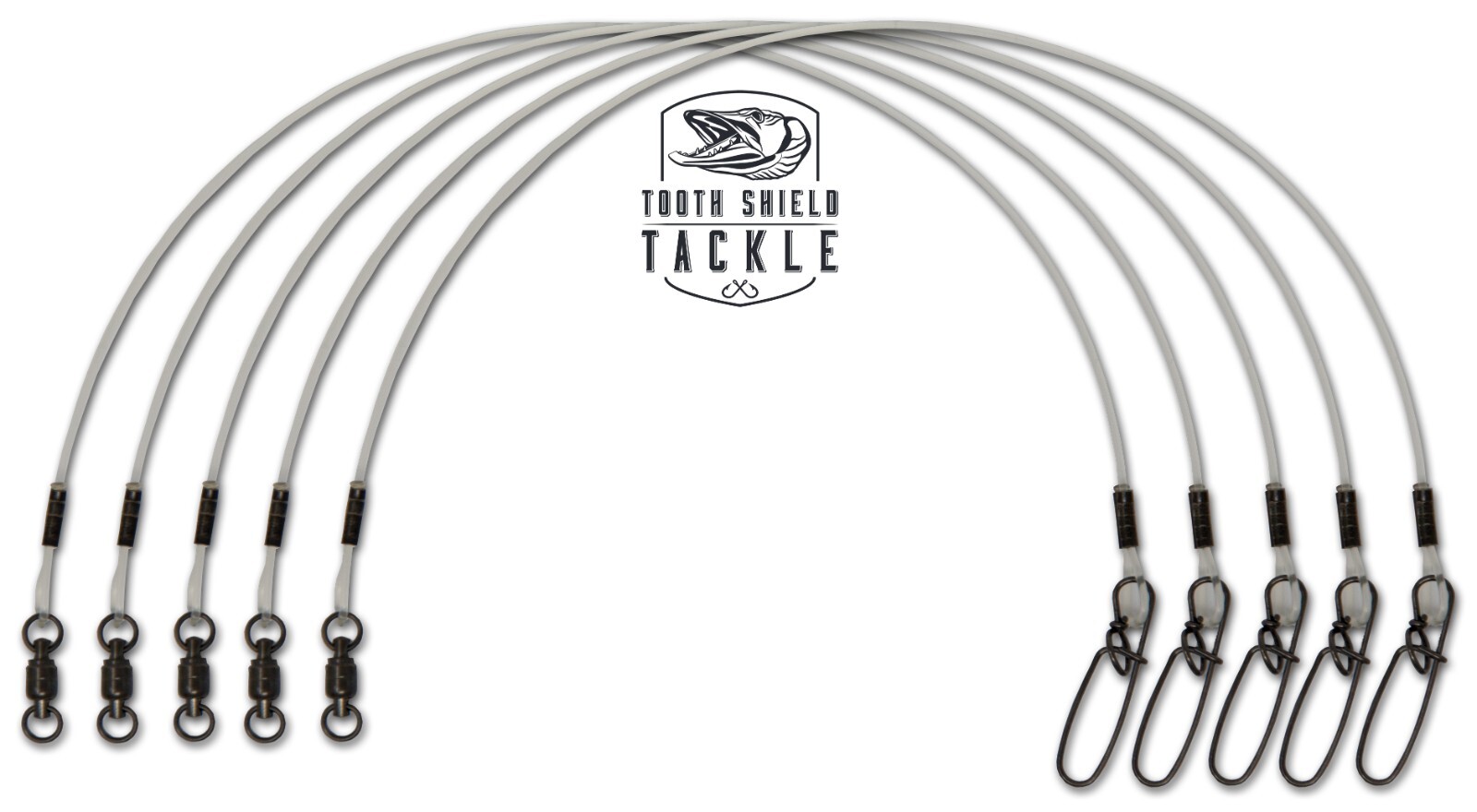 5 Pack 60 lb 14″ Musky Pike Fluorocarbon Fishing Leader Stay-Lok Snap BB Swivel