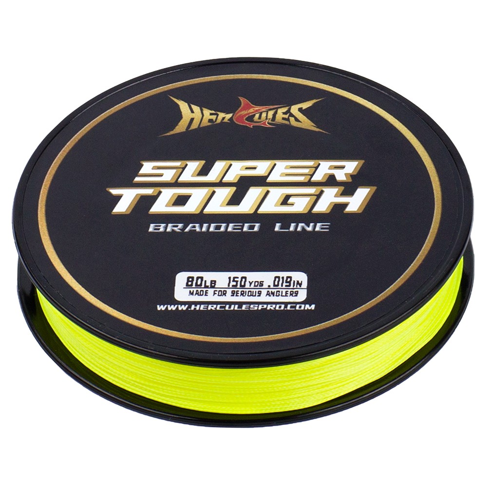 HERCULES SUPER TOUGH Fluo Yellow PE Braided Fishing Line 150Yds-1000Yds 4-160LB