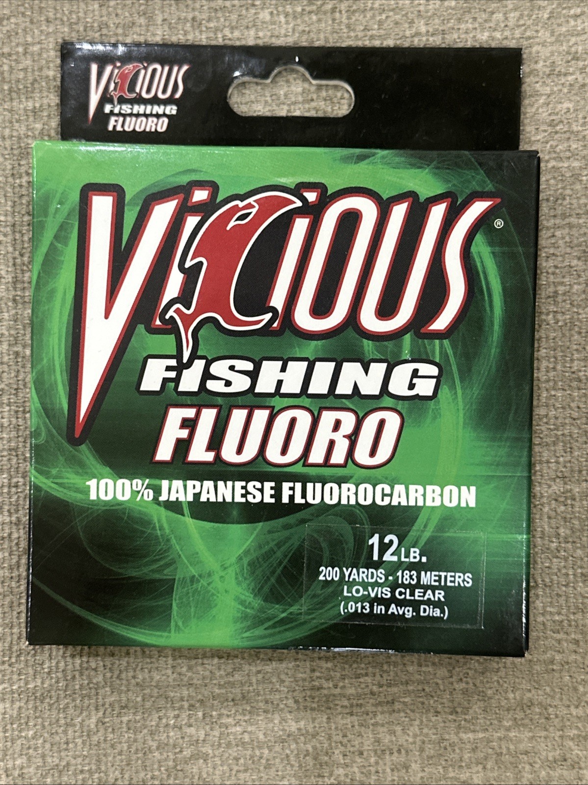 Vicious Fishing FLUORO Fluorocarbon Lo-Vis Clear Line 12 LB SPOOL 200 Yards