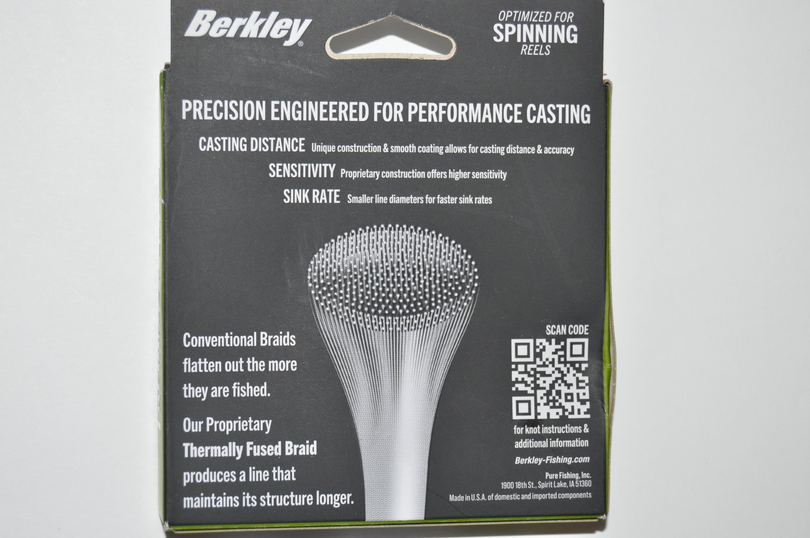 berkley forward facing sonar finesse braid 17lb 150yd fishing line low-vis green