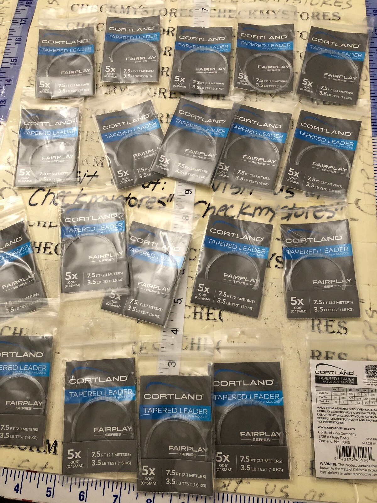 20X NEW Cortland 5X Fairplay Series Tapered Leader 7.5 Ft/ 3.5 lb Test #605060