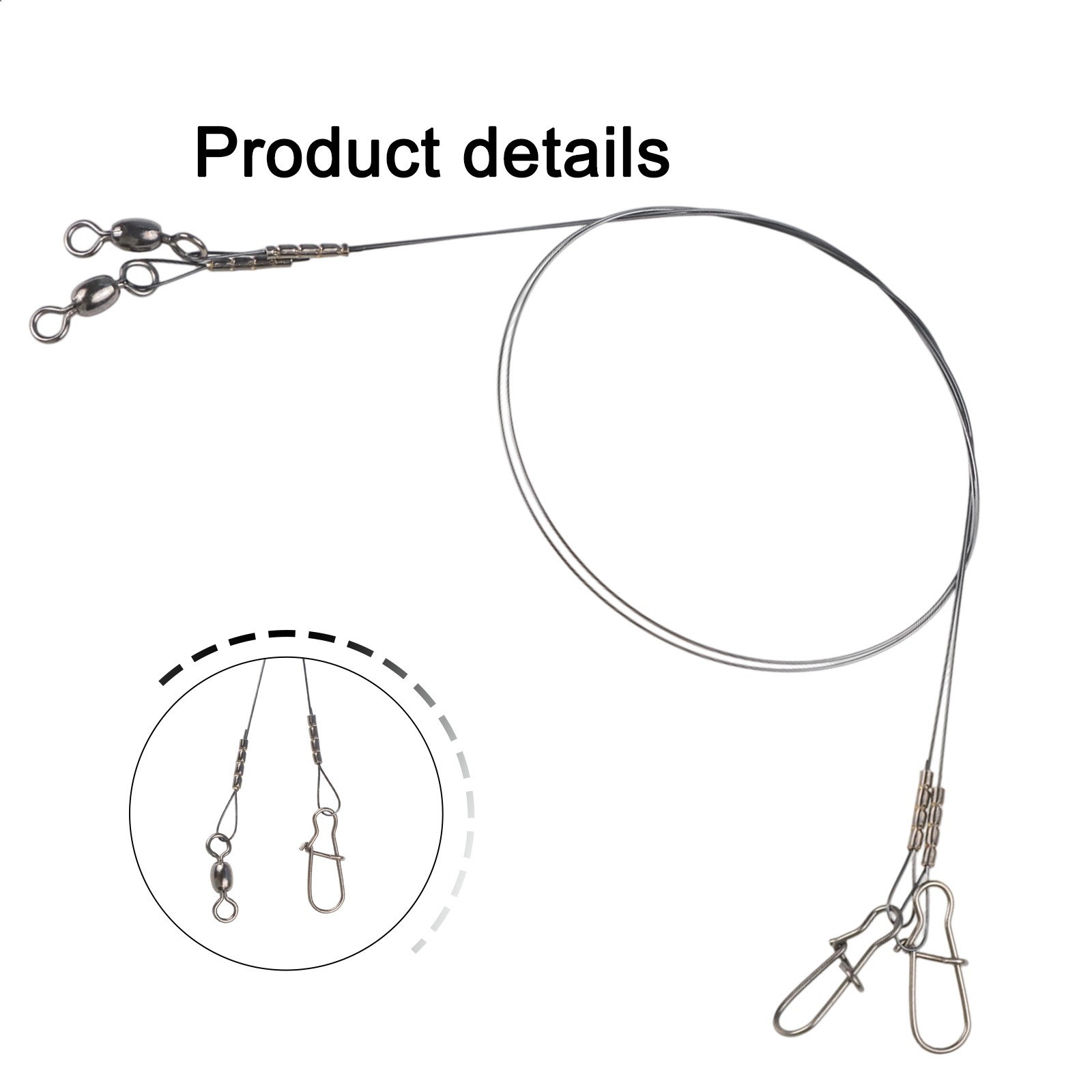 Titanium Fishing Wire Leader Line with Swivel Snap Rust Proof and Anti Damage