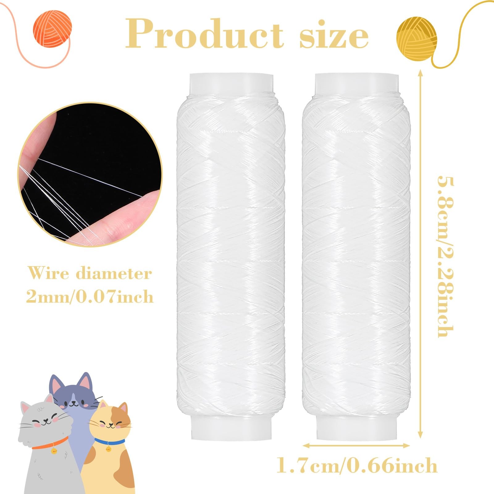 2PCS Fishing Bait Elastic Thread, 0.2mm 820 FT Per Spool Invisible Magic Fish…