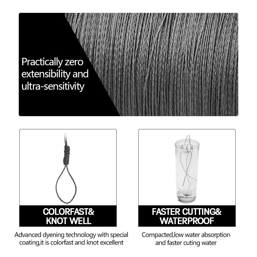 Braid Braided Fishing Line 4/8 Strands Abrasion Resistant No Stretch Strong