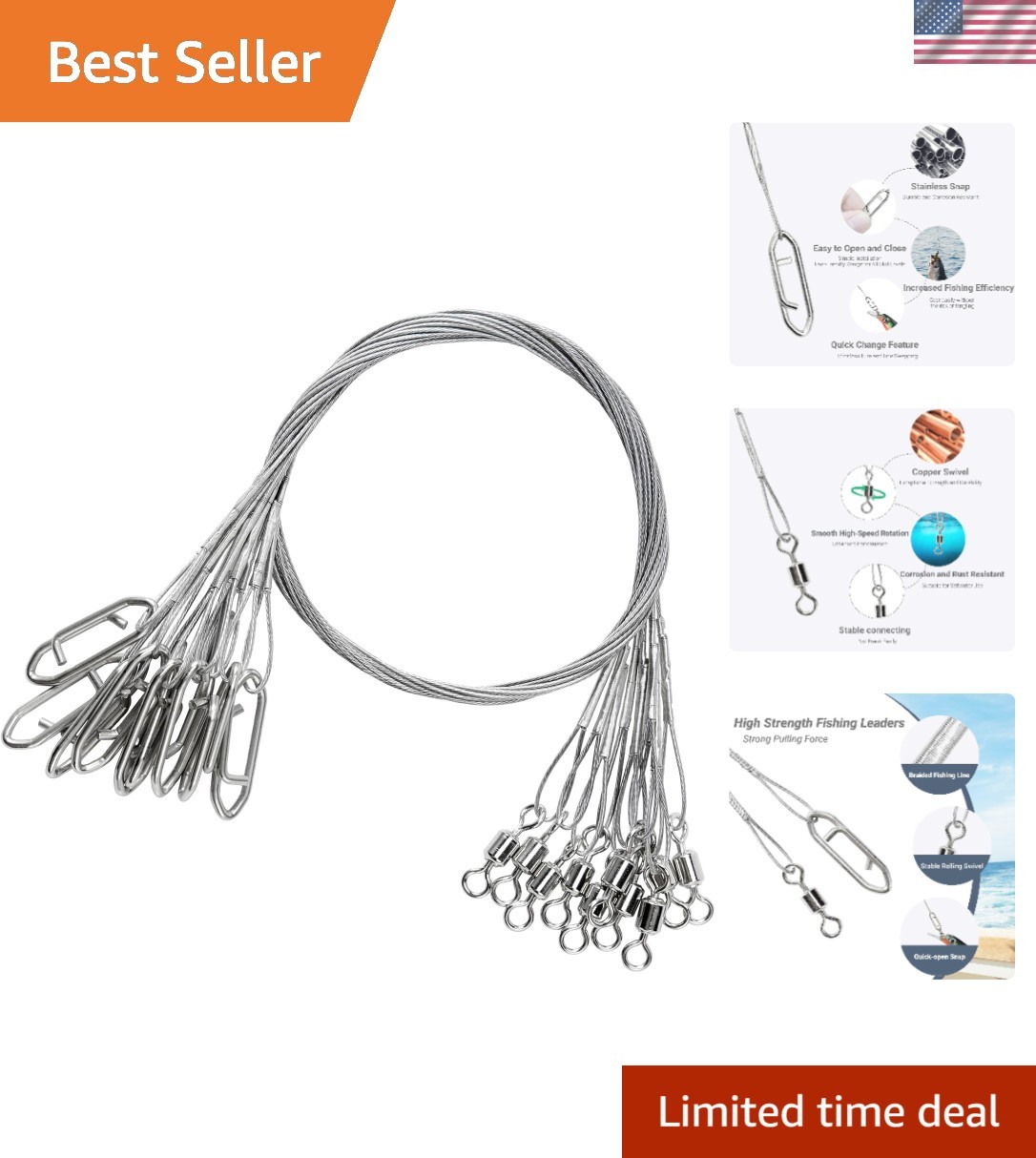 Versatile Fishing Leaders – 30 Pack, 50lb Strength, Saltwater & Freshwater Use