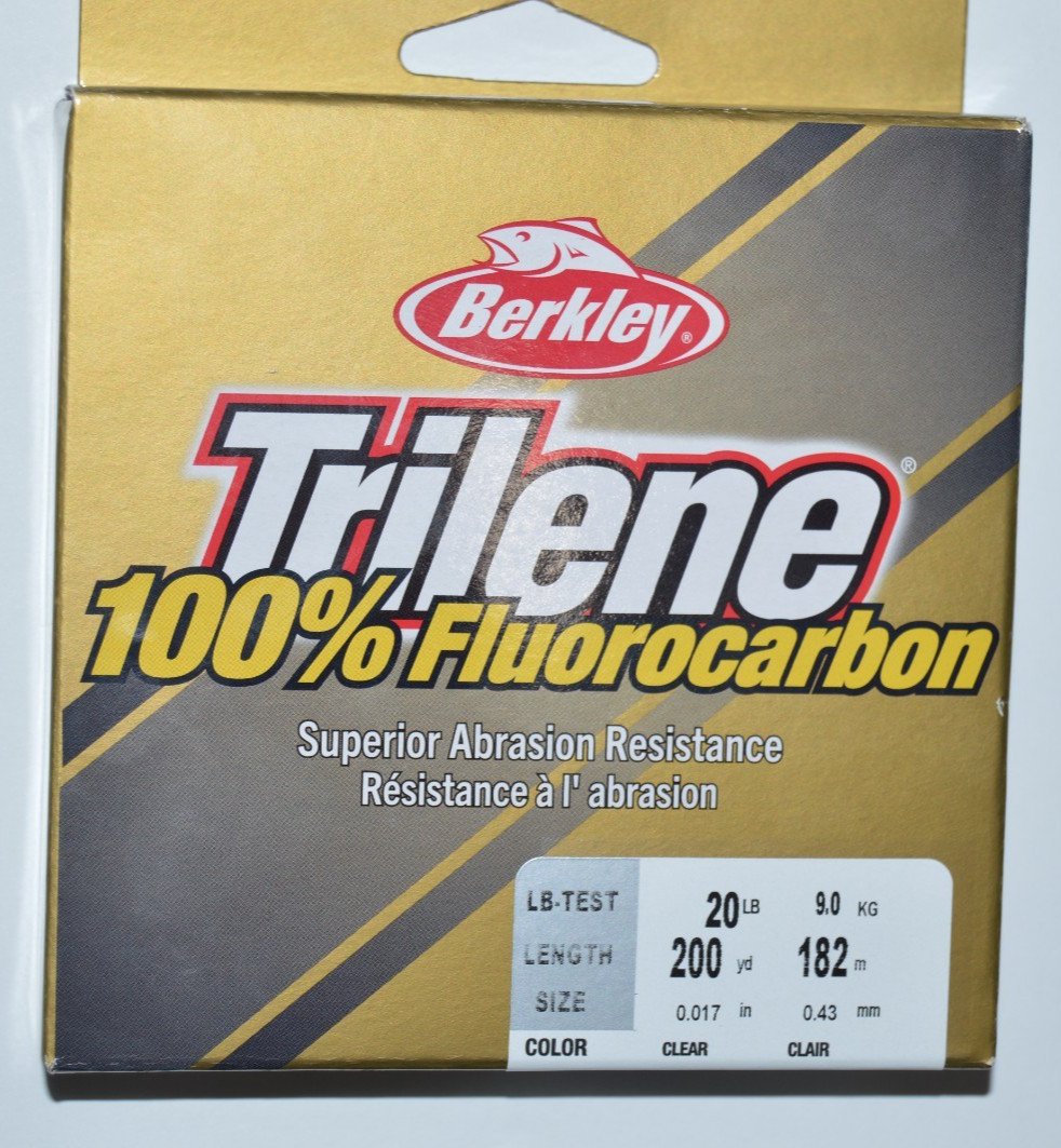 berkley trilene 100% fluorocarbon 20lb test 200yds clear lo-vis fishing line