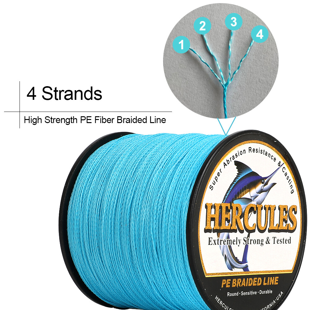 HERCULES 300M 500M 1000M Weave Black 4 8 Strands Braided Fishing Line 10-300LB