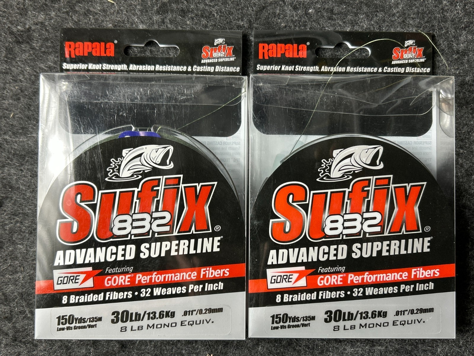 Sufix 832 30lb braid fishing line advanced super low vis green lot 2