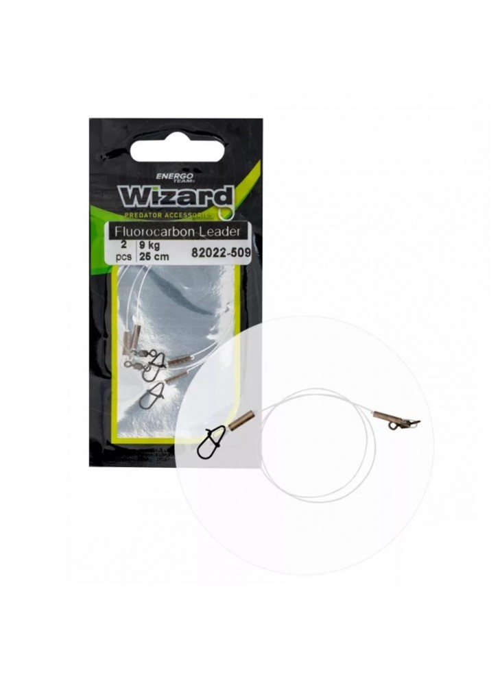 Wizard Fluorocarbon Leader Neo 25cm Invisible Spinning Traces 2 Pack