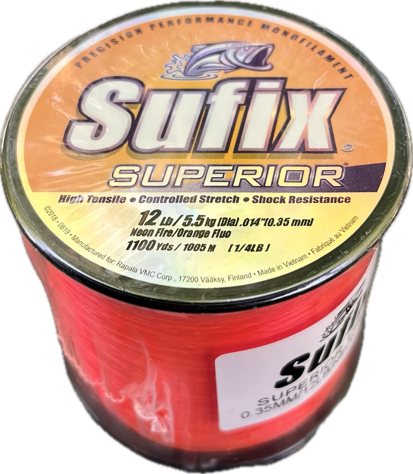 SUFFIX SUPERIOR HI-VIS 12 lb test Monofilament Fishing Line 840 Yd Spool 1/4 lb