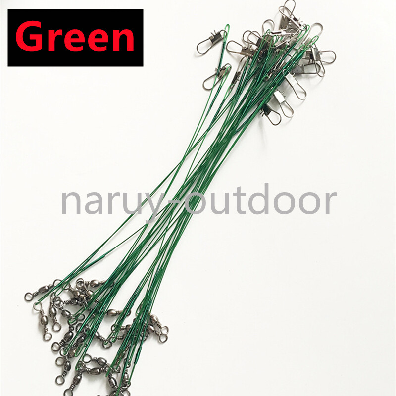 100pcs Stainless Steel Trace Wire Leader Fishing Line Leaders With Snap & Swivel