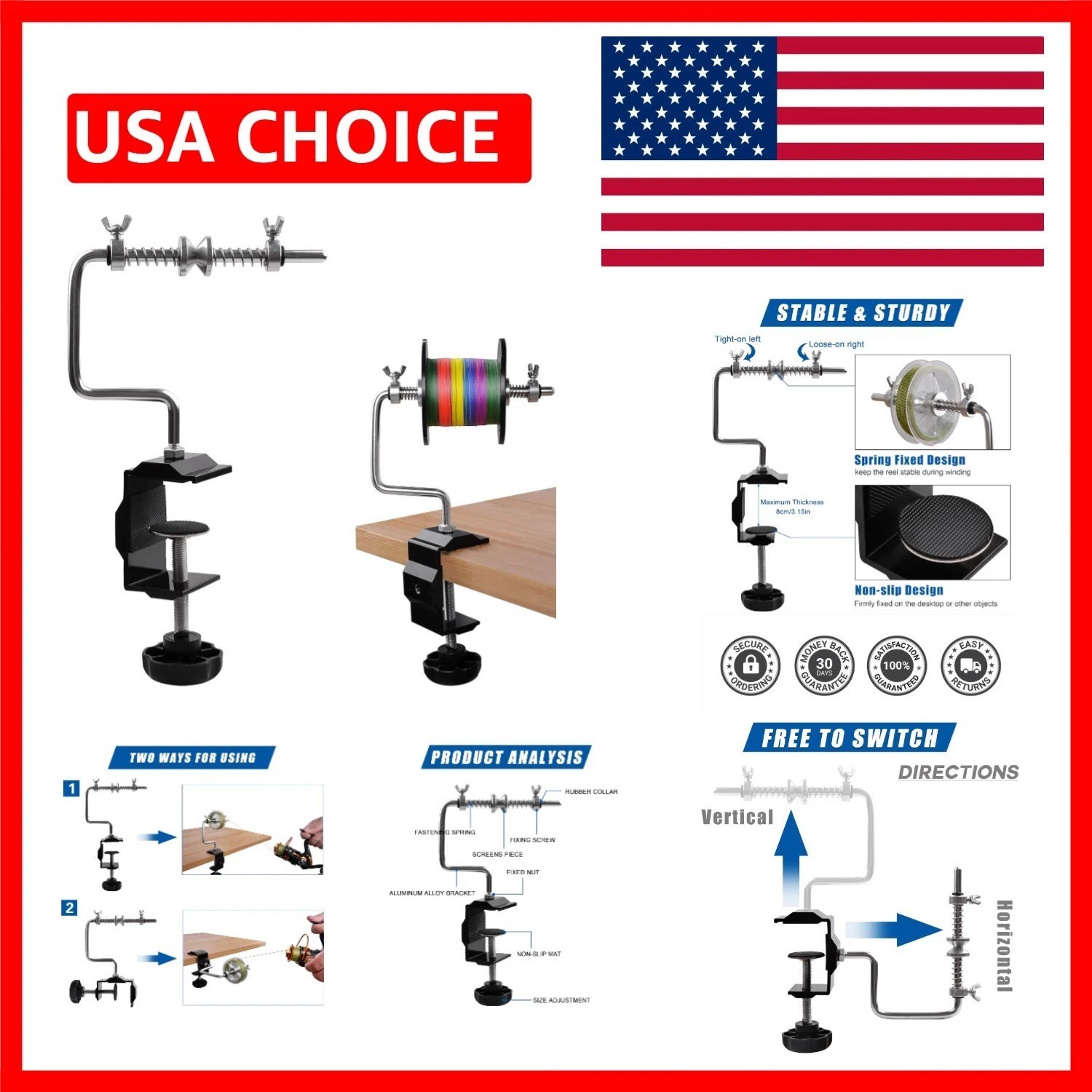 Adjustable Portable Spooler for Fishing Lines – Ambidextrous & Anti-Slip Feature