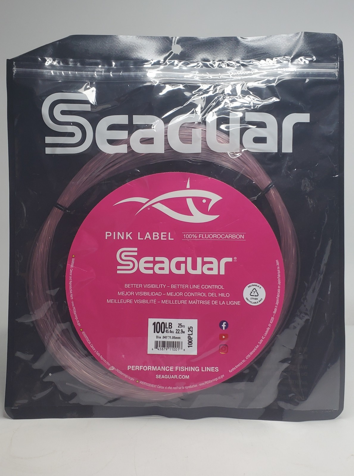Seaguar Pink Label 100% Fluorocarbon Leader 25 yd./100 lb.