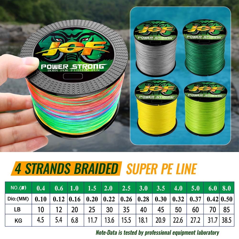 JOF 4 Strands Fishing Line 300/100M Braided PE Fishing Strong Fishing Line Multi