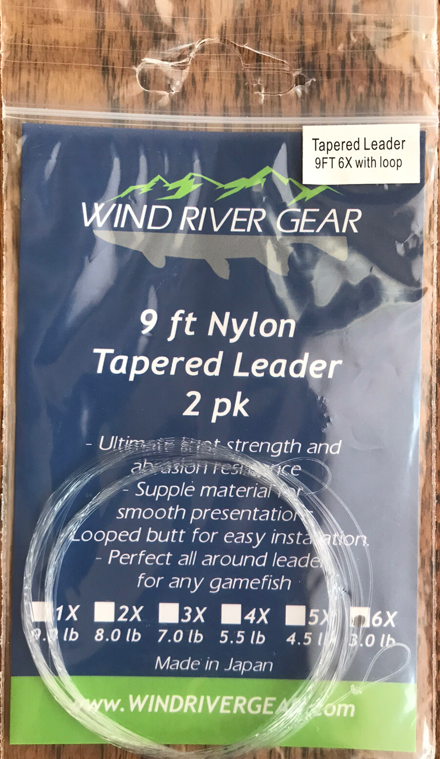 2 Pack of Nylon Fly Fishing Leaders with or without Loop-Tapered Leader-1X to 6X