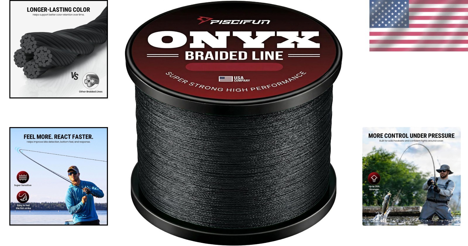 Onyx Braided Fishing Line, 150yds | Abrasion Resistant, Zero Stretch, 6lb-150lb